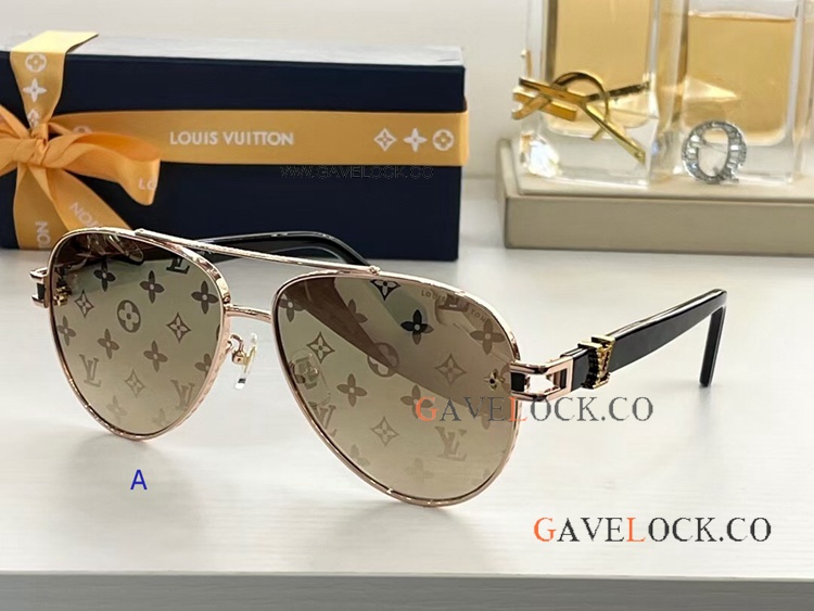 L V z1209 Sunglasses Gold Toad lens for Men